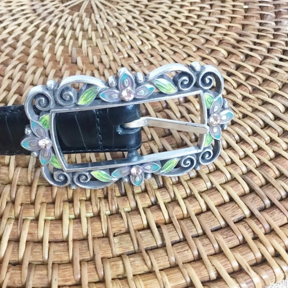 Brighton Black With Silver Buckle With Cute Flowers Size M-L 32